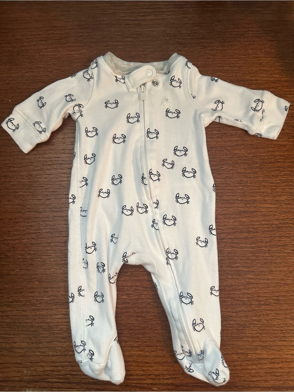 Baby GAP White Crab Print Footed Zip Onesie Sleeper| Newborn| Coastal Nautical